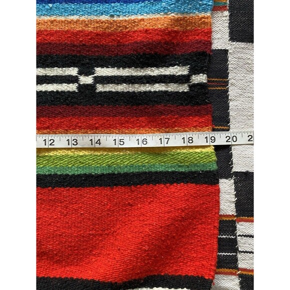 Vintage Handwoven Serape Kilim Rug Runner Wall Hanging. Rose. Wool Blend. Boho. - Picture 11 of 12